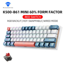 Load image into Gallery viewer, Machenike K500-B61 Mini Mechanical Keybaord 60% Form Factor 61Keys Gaming Keybaord Wired Full Key Hot-Swappable RGB Backlit