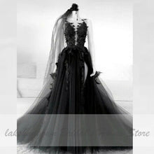 Load image into Gallery viewer, Floral Gothic Black Wedding Dress 2020 Vestidos