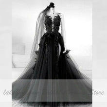 Load image into Gallery viewer, Floral Gothic Black Wedding Dress 2020 Vestidos
