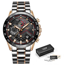 Load image into Gallery viewer, LIGE 2020 New Fashion Mens Watches with Stainless Steel Top Brand Luxury Sports Chronograph Quartz Watch Men Relogio Masculino