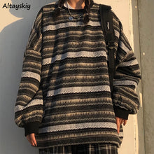 Load image into Gallery viewer, Pullovers Women Oversize Ulzzang BF Unisex Couples Japanese Striped Knit Sweater Hip Hop Female New Winter Fashion Retro Daily