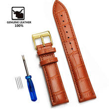Load image into Gallery viewer, Genuine Leather Watchbands 12/14/16/18/20/22/24 mm Watch Steel Pin buckle Band Strap High Quality Wrist Belt Bracelet + Tool