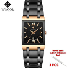 Load image into Gallery viewer, Relogio Masculino WWOOR Gold Watch Men Square Mens Watches Top Brand Luxury Golden Quartz Stainless Steel Waterproof Wrist Watch