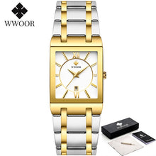 Load image into Gallery viewer, Relogio Masculino WWOOR Gold Watch Men Square Mens Watches Top Brand Luxury Golden Quartz Stainless Steel Waterproof Wrist Watch