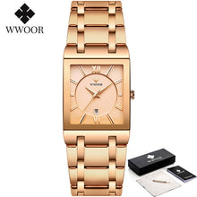 Load image into Gallery viewer, Relogio Masculino WWOOR Gold Watch Men Square Mens Watches Top Brand Luxury Golden Quartz Stainless Steel Waterproof Wrist Watch