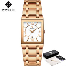 Load image into Gallery viewer, Relogio Masculino WWOOR Gold Watch Men Square Mens Watches Top Brand Luxury Golden Quartz Stainless Steel Waterproof Wrist Watch