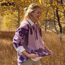 Ladda upp bild till gallerivisning, Aproms Elegant Green Striped Print Oversized Pullovers Women Winter O-Neck Loose Long Sweaters Streetwear Warm Outerwear 2021