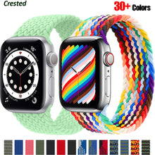 Laden Sie das Bild in den Galerie-Viewer, Braided Solo Loop For Apple watch band 44mm 40mm 38mm 42mm FABRIC Nylon Elastic belt bracelet iWatch series 3 4 5 se 6 strap