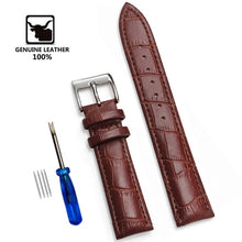 Load image into Gallery viewer, Genuine Leather Watchbands 12/14/16/18/20/22/24 mm Watch Steel Pin buckle Band Strap High Quality Wrist Belt Bracelet + Tool