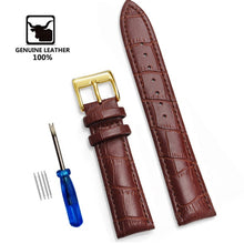 Load image into Gallery viewer, Genuine Leather Watchbands 12/14/16/18/20/22/24 mm Watch Steel Pin buckle Band Strap High Quality Wrist Belt Bracelet + Tool