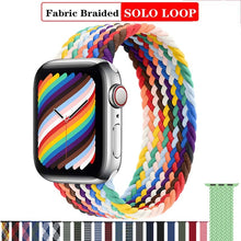 Load image into Gallery viewer, Solo Nylon Braid Strap for Apple Watch Band 6 se 5 4 3 44mm 40mm 38mm 42mm Elastic Sports Bracelet for IWatch Series 6 5 4 3 2 1