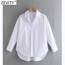Load image into Gallery viewer, Zevity New Women Simply Candy COlor Single Breasted Poplin Shirts Office Lady Long Sleeve Blouse Roupas Chic Chemise Tops LS9114