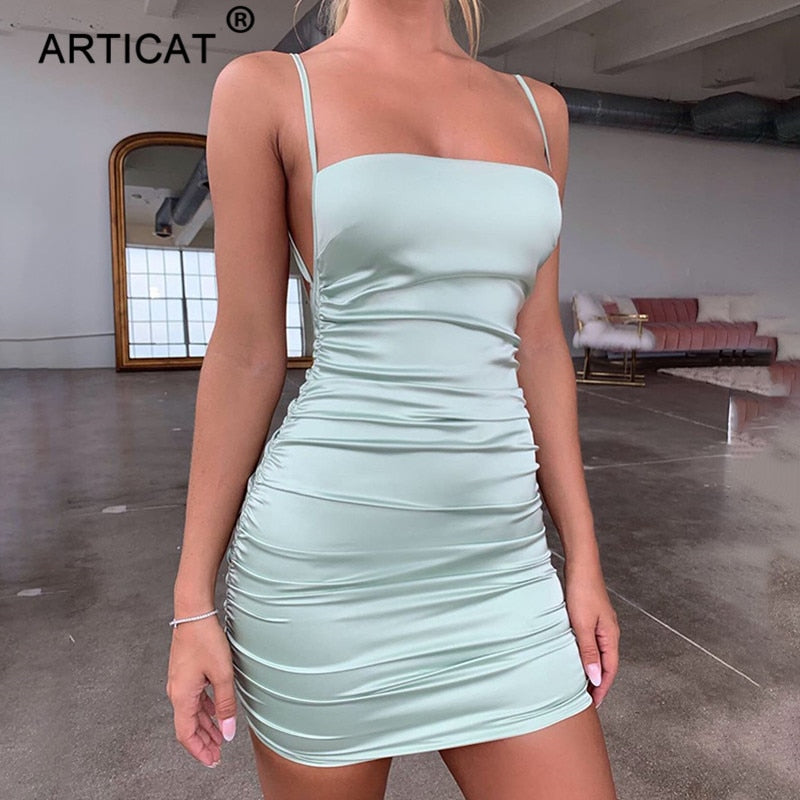 Articat Spaghetti Correa Mini Vestido dress