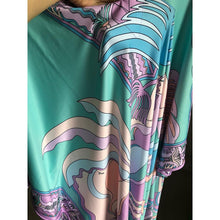 Load image into Gallery viewer, [DEAT] 2020 Over Long Length Dress Women Silk Print Vacation Bohemian Batwing  V Collar Over Size Elegant New Fashion Tide AR666
