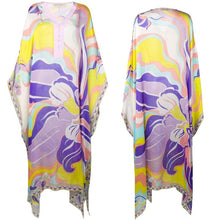 Load image into Gallery viewer, [DEAT] 2020 Over Long Length Dress Women Silk Print Vacation Bohemian Batwing  V Collar Over Size Elegant New Fashion Tide AR666
