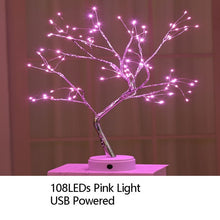 โหลดภาพลงในคลังภาพผู้ชม Night Light Home Decoration Bonsai Style Party Cherry Tree Shape LED Light DIY Firework Christmas Gift Plants Switch Copper
