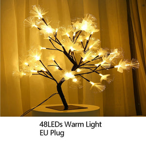 Night Light Home Decoration Bonsai Style Party Cherry Tree Shape LED Light DIY Firework Christmas Gift Plants Switch Copper