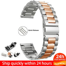 Load image into Gallery viewer, 18mm 22mm 20mm 24mm Watch Band Strap For Samsung Galaxy 3 Watch 42 46mm GEAR S3 Active2 Classic quick release Stainless Steel
