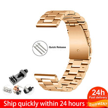 Load image into Gallery viewer, 18mm 22mm 20mm 24mm Watch Band Strap For Samsung Galaxy 3 Watch 42 46mm GEAR S3 Active2 Classic quick release Stainless Steel
