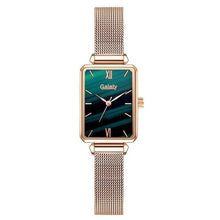 Load image into Gallery viewer, Gaiety Brand Women Watches Fashion Square Ladies Quartz Watch Bracelet Set Green Dial Simple Rose Gold Mesh Luxury Women Watches
