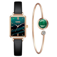 Load image into Gallery viewer, Gaiety Brand Women Watches Fashion Square Ladies Quartz Watch Bracelet Set Green Dial Simple Rose Gold Mesh Luxury Women Watches
