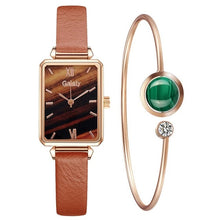 Load image into Gallery viewer, Gaiety Brand Women Watches Fashion Square Ladies Quartz Watch Bracelet Set Green Dial Simple Rose Gold Mesh Luxury Women Watches
