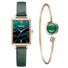 Load image into Gallery viewer, Gaiety Brand Women Watches Fashion Square Ladies Quartz Watch Bracelet Set Green Dial Simple Rose Gold Mesh Luxury Women Watches
