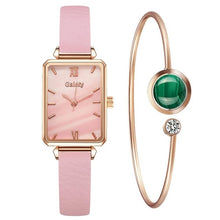 Load image into Gallery viewer, Gaiety Brand Women Watches Fashion Square Ladies Quartz Watch Bracelet Set Green Dial Simple Rose Gold Mesh Luxury Women Watches
