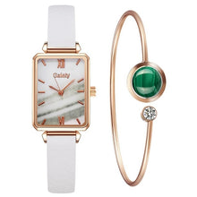 Load image into Gallery viewer, Gaiety Brand Women Watches Fashion Square Ladies Quartz Watch Bracelet Set Green Dial Simple Rose Gold Mesh Luxury Women Watches
