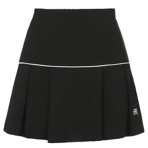 Waatfaak White Pleated Skirt Short Woman Elastic Waist Mini Skirts Sexy Mircro Summer Embroidery Mini Tennis Skirt New Preppy