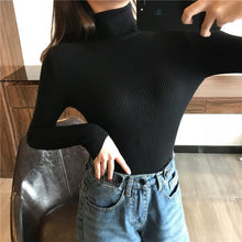 Load image into Gallery viewer, 2021 Autumn Winter Thick Sweater Women Knitted Ribbed Pullover Sweater Long Sleeve Turtleneck Slim Jumper Soft Warm Pull Femme
