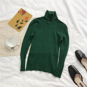 2021 Autumn Winter Thick Sweater Women Knitted Ribbed Pullover Sweater Long Sleeve Turtleneck Slim Jumper Soft Warm Pull Femme