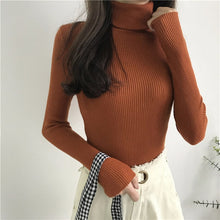 Load image into Gallery viewer, 2021 Autumn Winter Thick Sweater Women Knitted Ribbed Pullover Sweater Long Sleeve Turtleneck Slim Jumper Soft Warm Pull Femme
