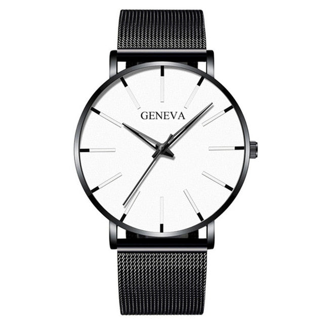 2021 Minimalist Men's Fashion Ultra Thin Watches Simple Men Business Stainless Steel Mesh Belt Quartz Watch relogio masculino