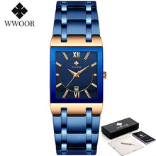 Load image into Gallery viewer, Relogio Masculino WWOOR Gold Watch Men Square Mens Watches Top Brand Luxury Golden Quartz Stainless Steel Waterproof Wrist Watch
