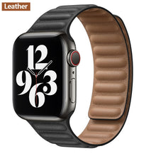 โหลดภาพลงในคลังภาพผู้ชม Leather Link strap For Apple watch band 44mm 40mm 38mm 42mm watchabnd original Magnetic Loop bracelet iWatch seires 3 5 4 6 SE
