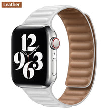 โหลดภาพลงในคลังภาพผู้ชม Leather Link strap For Apple watch band 44mm 40mm 38mm 42mm watchabnd original Magnetic Loop bracelet iWatch seires 3 5 4 6 SE
