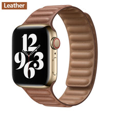 โหลดภาพลงในคลังภาพผู้ชม Leather Link strap For Apple watch band 44mm 40mm 38mm 42mm watchabnd original Magnetic Loop bracelet iWatch seires 3 5 4 6 SE
