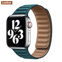 โหลดภาพลงในคลังภาพผู้ชม Leather Link strap For Apple watch band 44mm 40mm 38mm 42mm watchabnd original Magnetic Loop bracelet iWatch seires 3 5 4 6 SE
