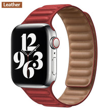 โหลดภาพลงในคลังภาพผู้ชม Leather Link strap For Apple watch band 44mm 40mm 38mm 42mm watchabnd original Magnetic Loop bracelet iWatch seires 3 5 4 6 SE
