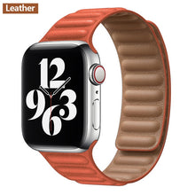 โหลดภาพลงในคลังภาพผู้ชม Leather Link strap For Apple watch band 44mm 40mm 38mm 42mm watchabnd original Magnetic Loop bracelet iWatch seires 3 5 4 6 SE
