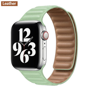 Leather Link strap For Apple watch band 44mm 40mm 38mm 42mm watchabnd original Magnetic Loop bracelet iWatch seires 3 5 4 6 SE