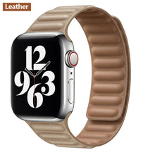 โหลดภาพลงในคลังภาพผู้ชม Leather Link strap For Apple watch band 44mm 40mm 38mm 42mm watchabnd original Magnetic Loop bracelet iWatch seires 3 5 4 6 SE
