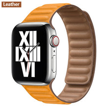 โหลดภาพลงในคลังภาพผู้ชม Leather Link strap For Apple watch band 44mm 40mm 38mm 42mm watchabnd original Magnetic Loop bracelet iWatch seires 3 5 4 6 SE
