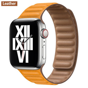 Leather Link strap For Apple watch band 44mm 40mm 38mm 42mm watchabnd original Magnetic Loop bracelet iWatch seires 3 5 4 6 SE