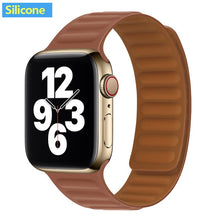 โหลดภาพลงในคลังภาพผู้ชม Leather Link strap For Apple watch band 44mm 40mm 38mm 42mm watchabnd original Magnetic Loop bracelet iWatch seires 3 5 4 6 SE
