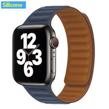 โหลดภาพลงในคลังภาพผู้ชม Leather Link strap For Apple watch band 44mm 40mm 38mm 42mm watchabnd original Magnetic Loop bracelet iWatch seires 3 5 4 6 SE
