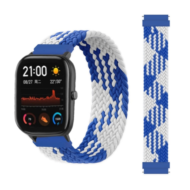 20mm 22mm Braided Solo Loop For Amazfit GTS 2/2e/GTS2 Mini/GTR 42mm 47mm/GTR2/2e/stratos 2/3 Bracelet Watch Amazfit Bip Strap