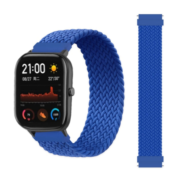 20mm 22mm Braided Solo Loop For Amazfit GTS 2/2e/GTS2 Mini/GTR 42mm 47mm/GTR2/2e/stratos 2/3 Bracelet Watch Amazfit Bip Strap