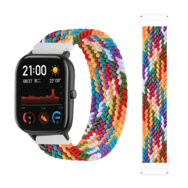 20mm 22mm Braided Solo Loop For Amazfit GTS 2/2e/GTS2 Mini/GTR 42mm 47mm/GTR2/2e/stratos 2/3 Bracelet Watch Amazfit Bip Strap